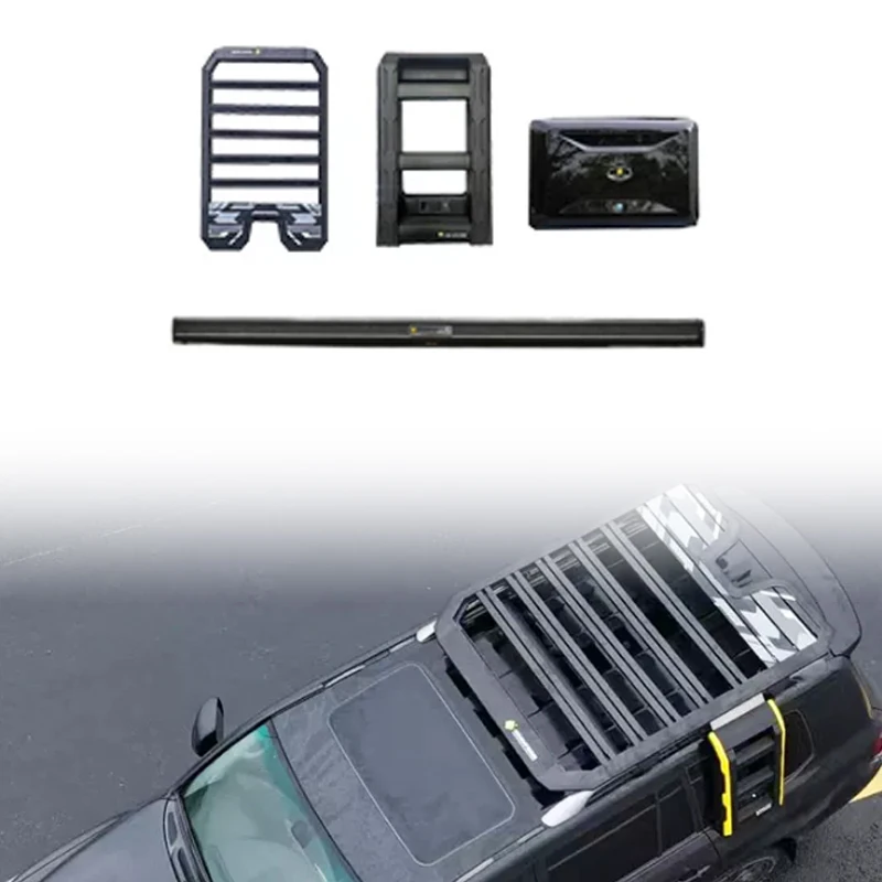 Excellent Craft Aluminum Modified Roof Luggage Rack Platform Side Ladder Awning Camping Side Bag for Lexus LX 570 Accessories
