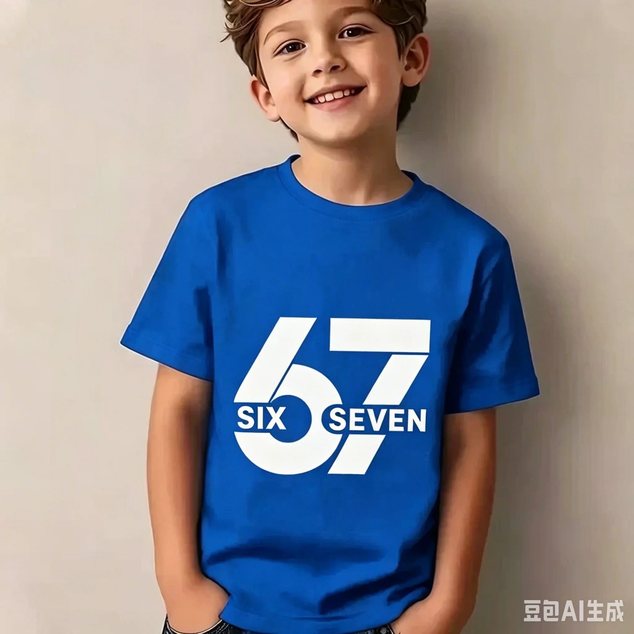 67 Pixel Cartoon-Charakter Baumwoll-T-Shirt, Jungen Mädchen Harajuku Streetwear Print Kurzarm-T-Shirt, Trendiges Lässiges Kinder-Oberteil – Detail 11