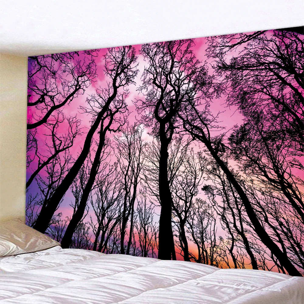 Forest night sky large home decoration tapestry Bohemian mandala wall hanging background room   