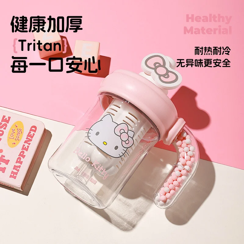 Sanrio Hello Kitty Cute Student Portable Kettle Kulomi Cartoon Ocean Ball with Tea Barn Anti-drop Handle Water Cup