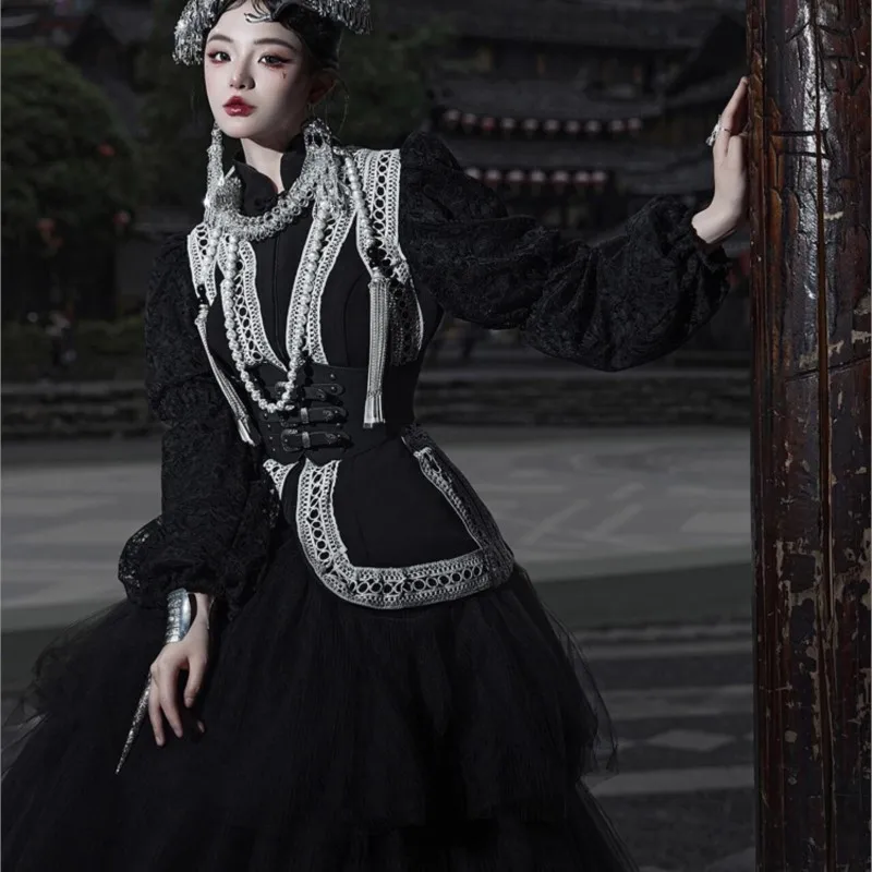 Dunkle nationale Kleidung für Frauen, verbesserte neue Persönlichkeitsfotografie für Mädchen