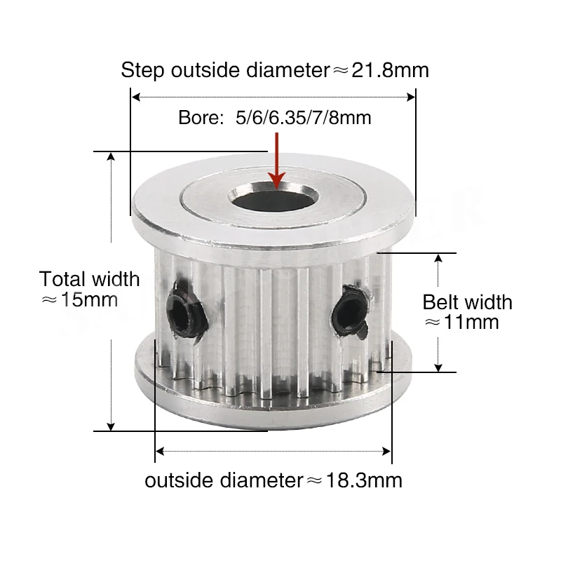 Arc HTD 3M Timing Pulley 20 Teeth Bore 5/6/6.35/7/8mm for Width 10mm 3M Synchronous Belts HTD3M 3GT 20T AF pulley 20T 20Teeth