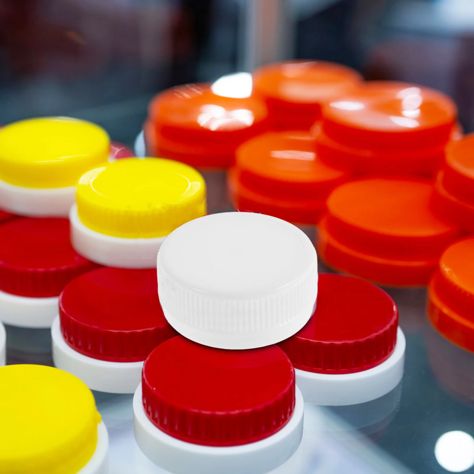 

100pcs Plastic Bottle Cap Reusable DIY Colorful Lid Covers White Caps for Kids Handwork Home Education Classes
