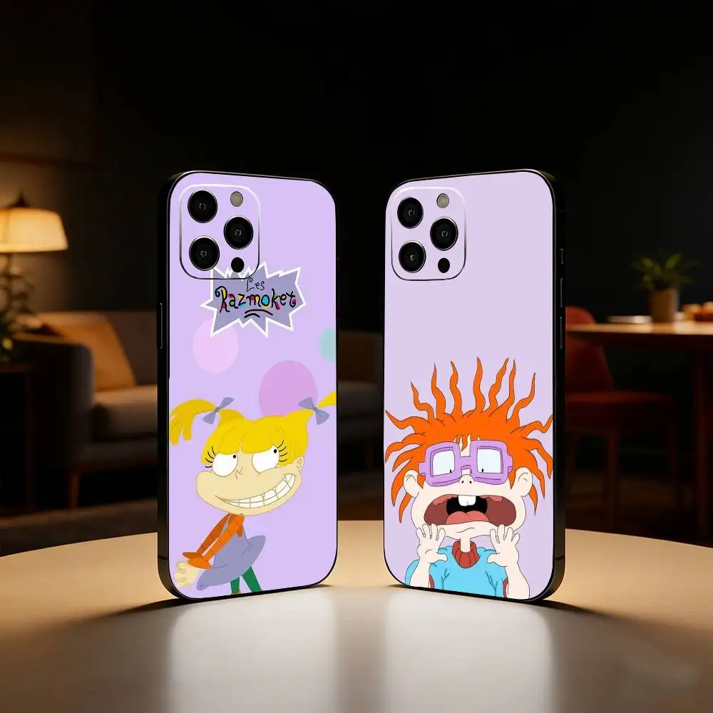 

Cartoon Funny R-Rugrats Phone Case For iPhone17,16,15,14,13,12 Plus,Max Soft Silicone Black Cover
