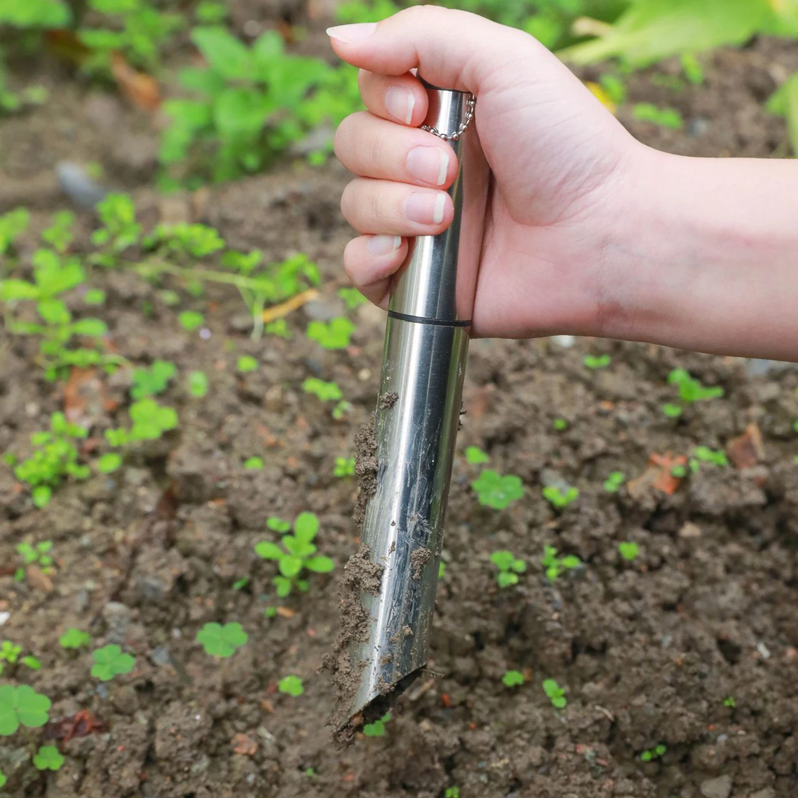 Metal Seedling Transplanter Tool Handheld Soil Release Manual Hole Digger Seed Planter Tool for Flowers Seedling Planting