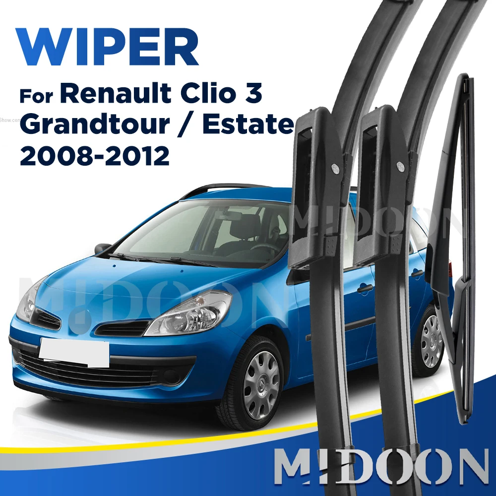 

Стеклоочиститель MIDOON для Renault Clio 3 Grandtour 2008-2012 2009 2010, передние и задние щетки стеклоочистителя, щетки для ветрового стекла 24 "+ 16" + 12"