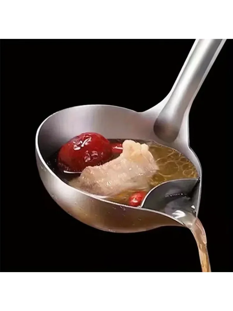 Stainless Steel Multi-Functional Colander Spoon with Two-Compartment Design & Ergonomic Handle - Heavy-Duty Soup Ladle