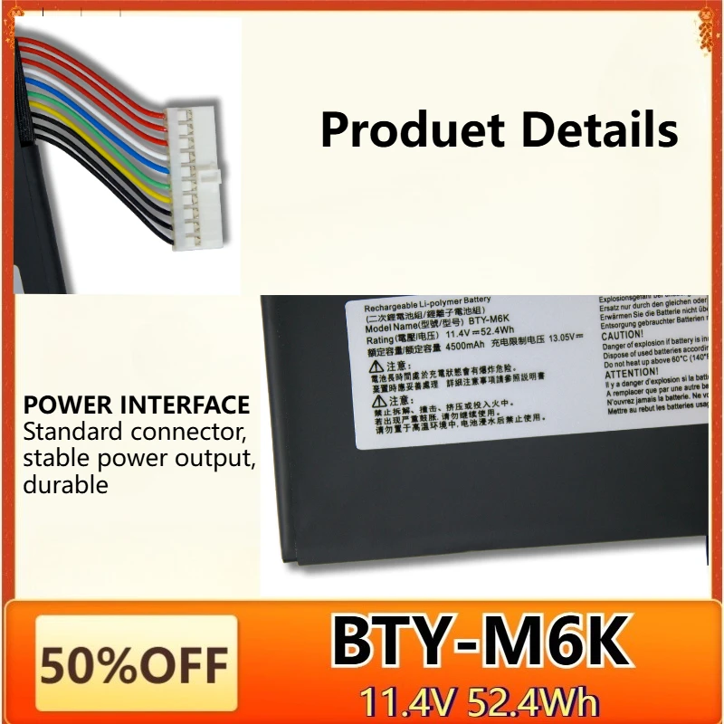 BTY-M6K Laptop Battery for MSI MS-16R1/R3 GF63 8RC 8RD 9SC 9SCXR GF65 THIN 10SDR GF75 GS63VR GS73VR 7RG Stealth Pro WP65 MS-17F4