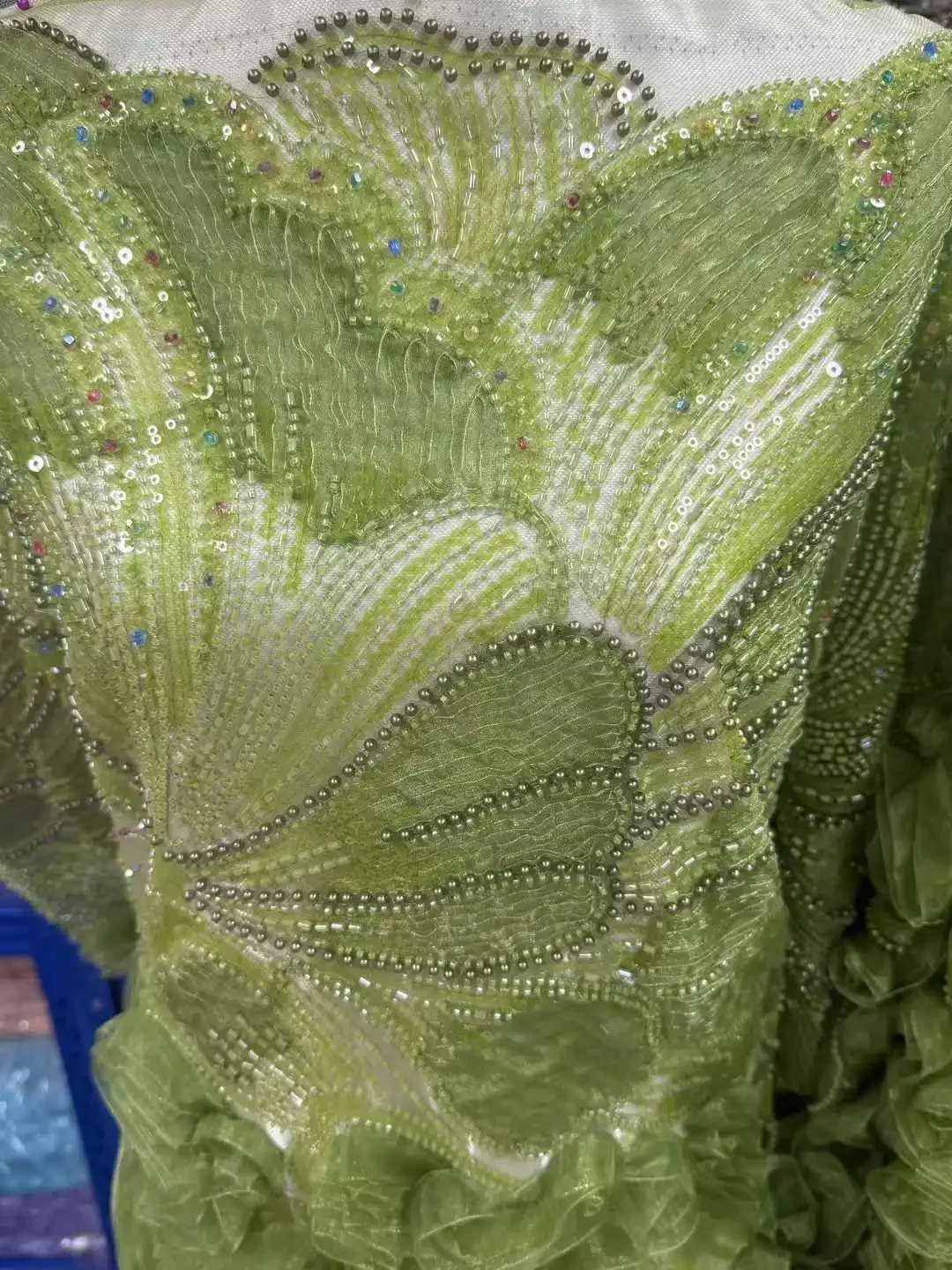 Latest Design Nigerian 3D Mesh Beaded Lace Fabric 2026 Fashion African Sequin Lace Fabric Suitable for Wedding Dresses  2025