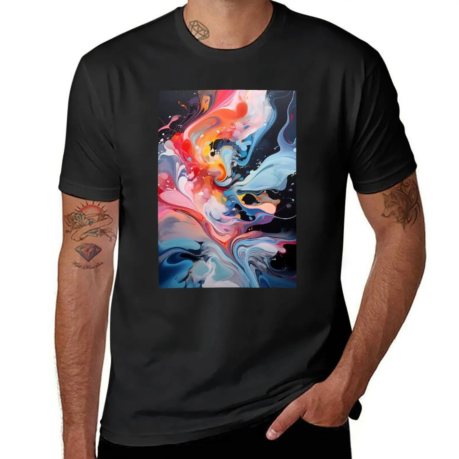 Color Flow - Abstract Liquid Fusion Artwork T-Shirt oversizeds shirts graphic tees t shirts for men cotton