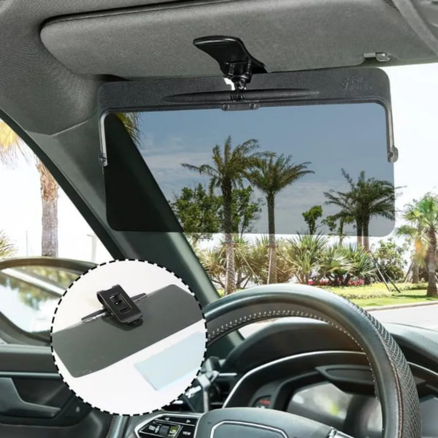 Universal Car Sun Visor with Polarized Glare Protection Foldable UV Rays Blocker Sunshade Driver's Anti-Glare Mirror Visor