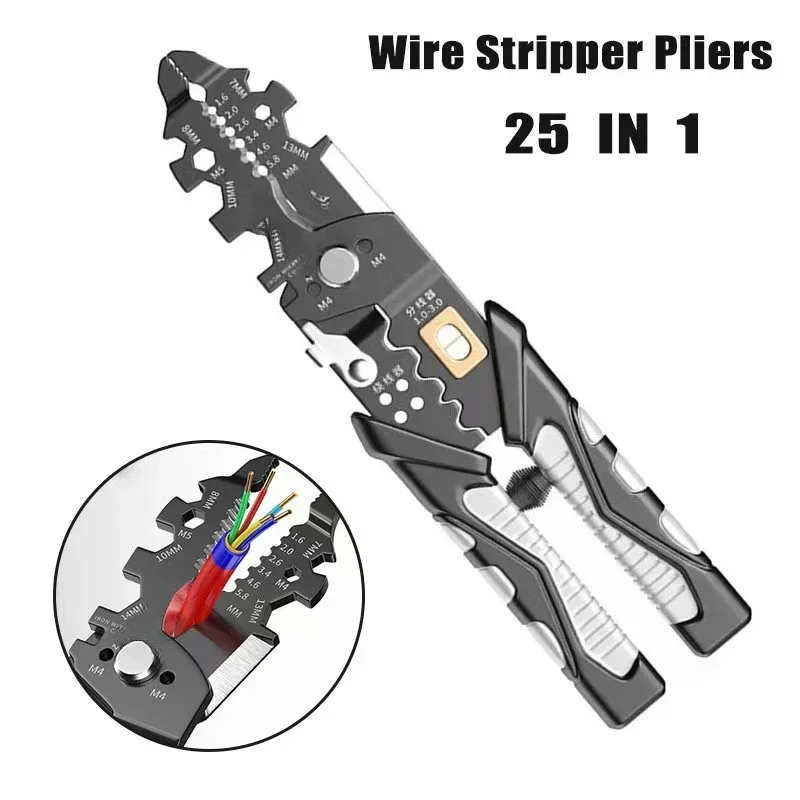 

25 in1 Wire Stripper Pliers Puller Multifunctional Electrician Wire Termin Crimping Tool Stripper Household Network Cable Cutter