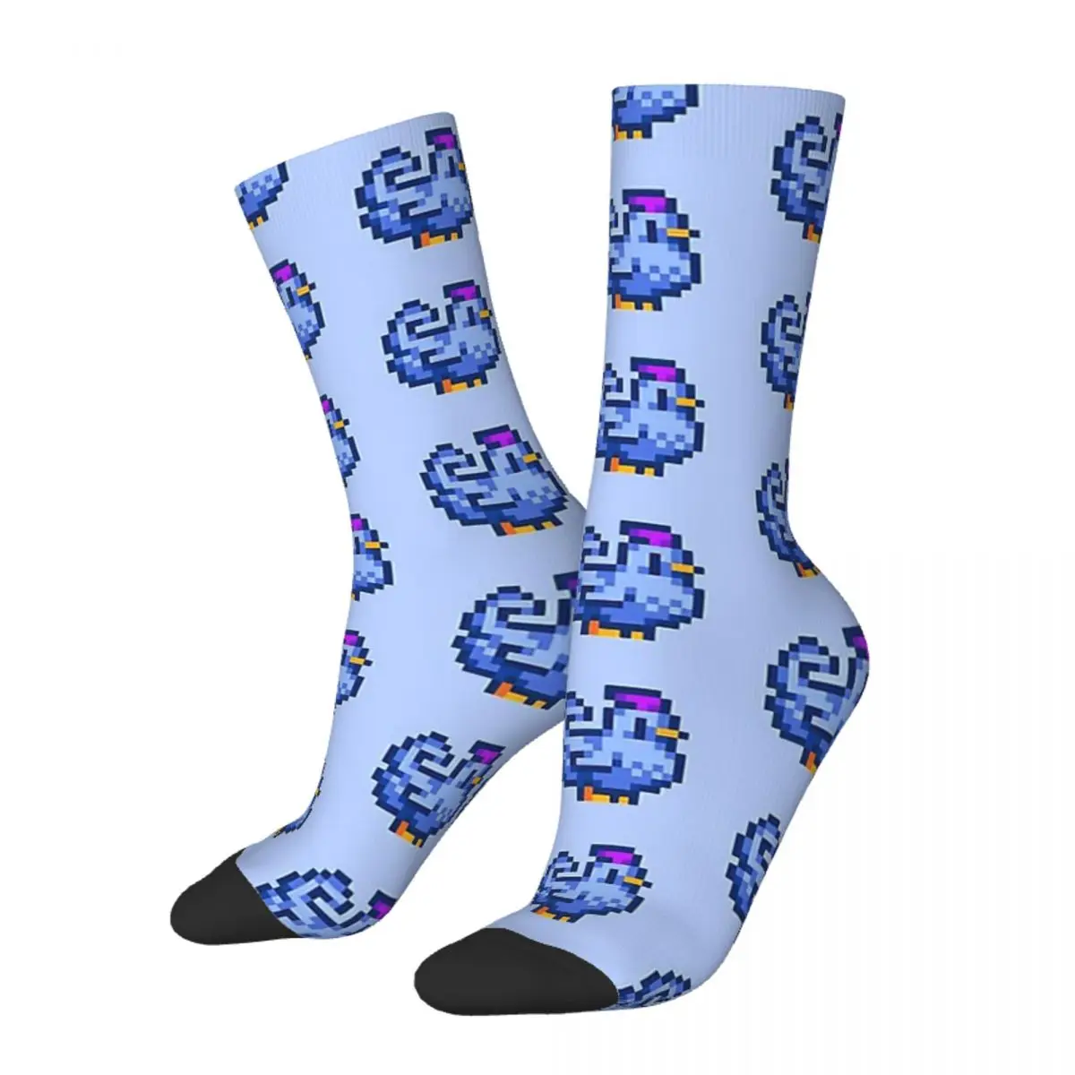 Men's Socks Blue Chicken Vintage Harajuku Stardew Valley Famous Games Hip Hop Seamless Pattern Crew Crazy Sock Gift Printed