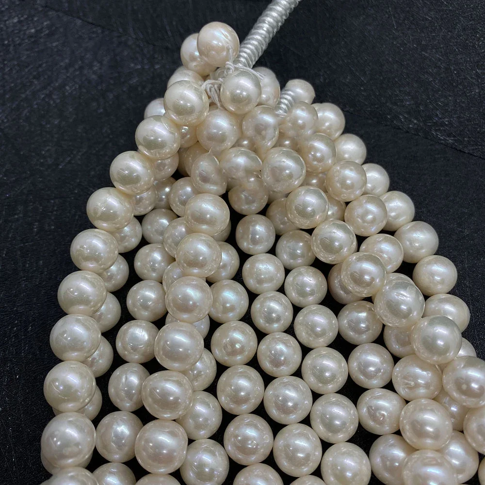 Grade AA Freshwater Natural Pearl Beads White Round Bead for DIY Jewelry Making Bracelet Necklace Accessories Punch Loose