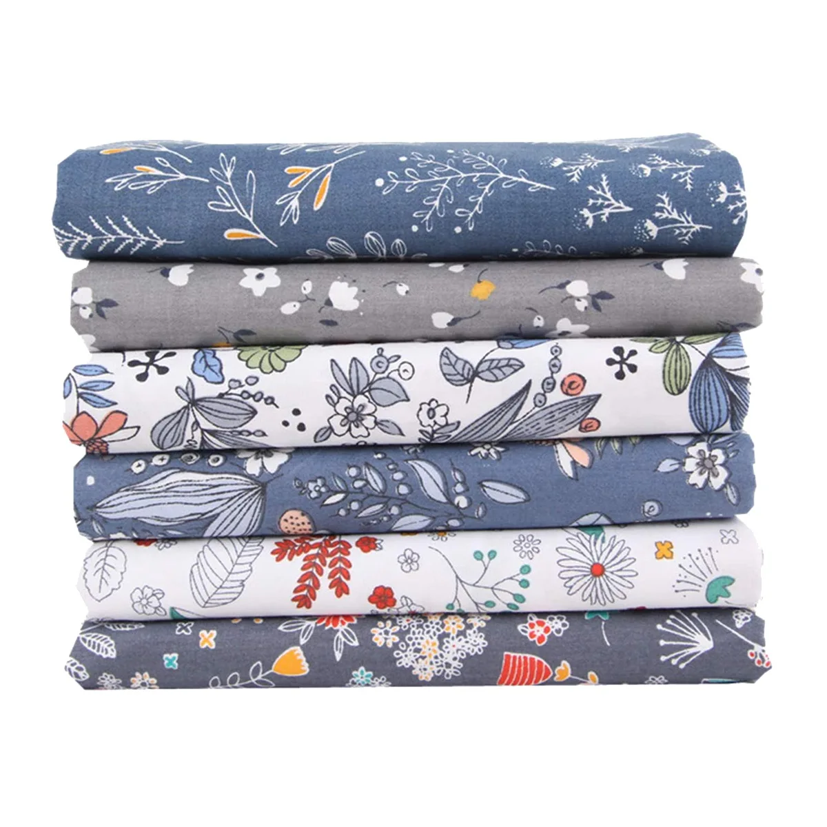 6Pcs Cotton Craft Fabric Bundle Patchwork,Sewing Patchwork Beautiful Pattern Cloths for DIY Scrapbooking Artcraft(Gray)