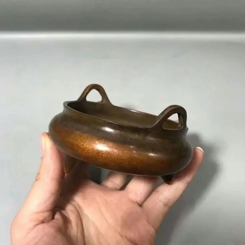 Антикварная ретро-атракционная курильница в стиле «Богатство» Daming Chongtian Xuande, трехногая двухугольная кадильница для кабинета, домашняя курильница