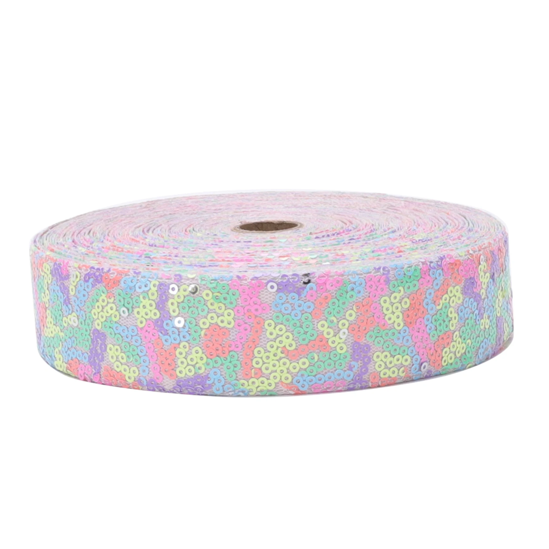 HSDRIBBON Listones 1-1/2inch 38mm  multicolor Sequin Scribble Sequin Ribbon 25Yards/Roll