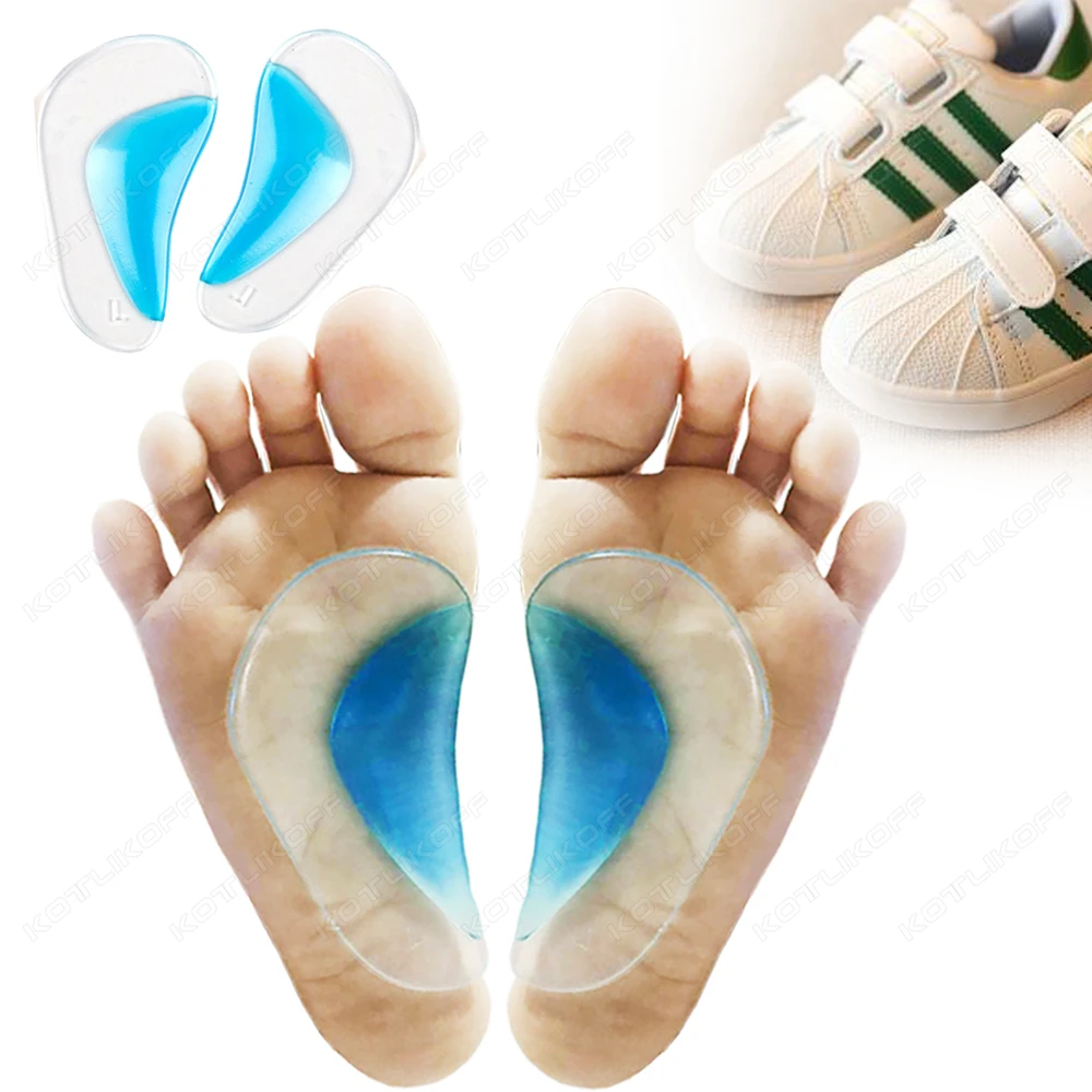 Self-Adhesive Orthotic Insole Silicone Arch Support Children Insole Flat Foot Corrector Shoe Cushion Insert Gel Orthopedic Pads