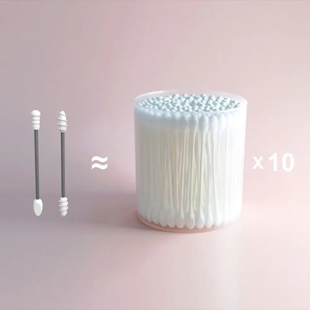 1 Juego de hisopo de algodón de silicona reutilizable de doble punta, hisopo de algodón de maquillaje resistente al agua, maquillaje Multicolor