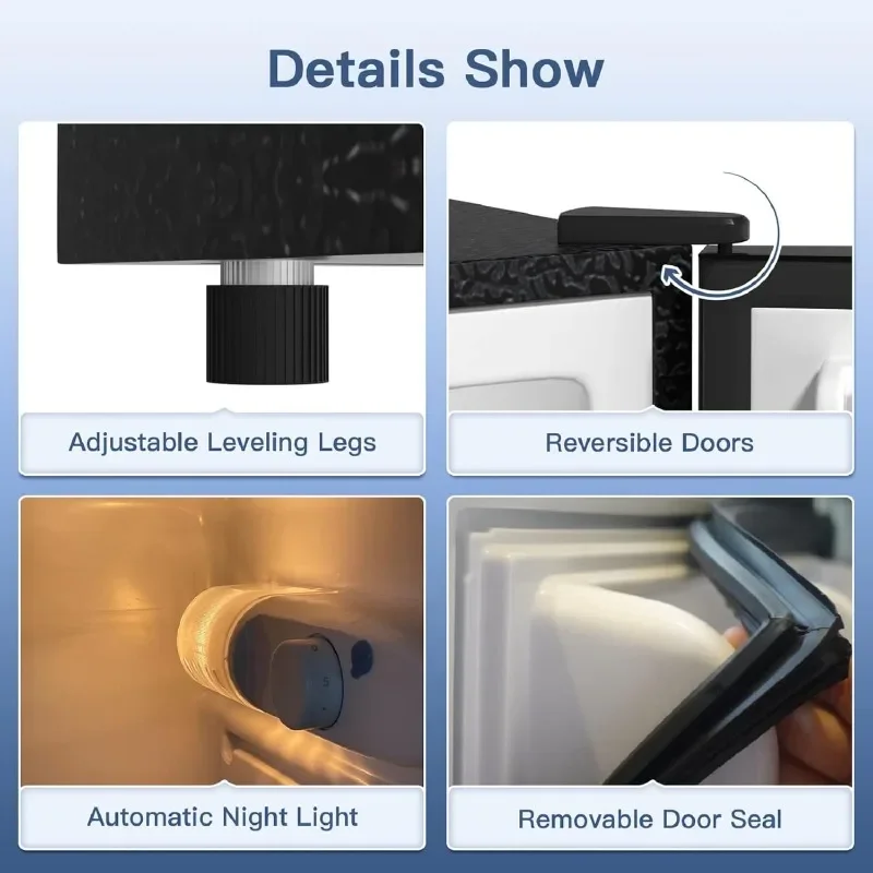 BANGSON Small Refrigerator with Freezer, 4.0 Cu.Ft, Samll Fridge with Freezer, 5 Settings Temperature Adjustable, 2 Doors