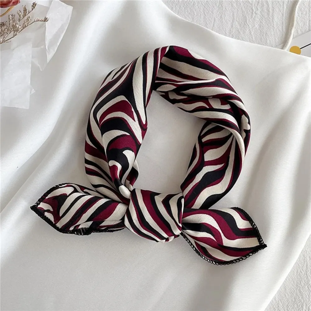 1Pcs Square Silk Scarf Women Print Small Scarf Office Lady Hair Band Foulard Hand Kerchief Female Bandana Shawl Hair Accessories