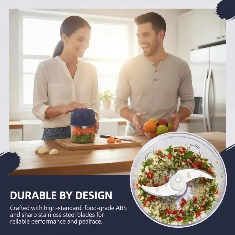 Home Kitchen Electric Mini Food Chopper With Stainless Steel Blade Control