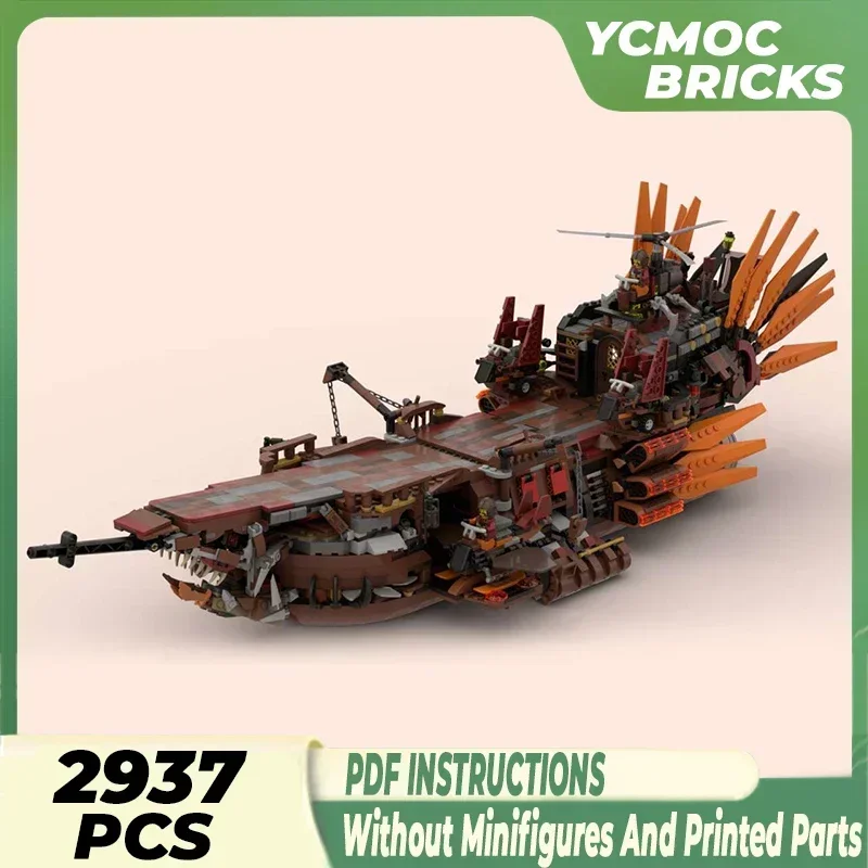 Steampunk Pirate Aircraft Carrier Model Moc Building Bricks The Punk Shark Technology Blocks Gift Christmas Toy DIY Set Assembly