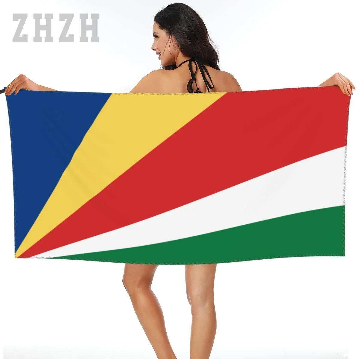 

More Design Seychelles Flag Emblem Bath Towel Quick dry Microfiber Absorbing Soft Water Breathable Beach Swimming Bathroom