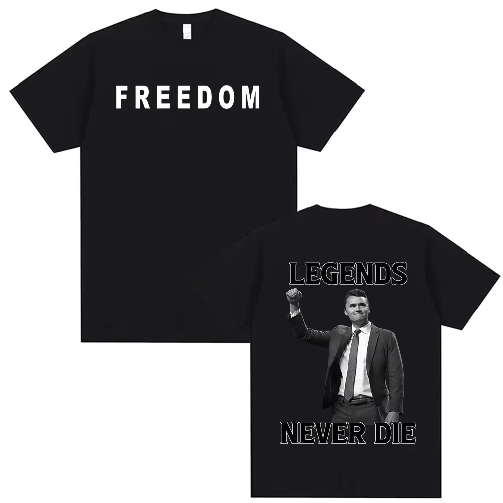 

Legends Never Die Charlie Kirk T Shirt Men's Clothing Summer Harajuku Fashion Trend T-shirts Man Loose Comfort Tshirt Streetwear