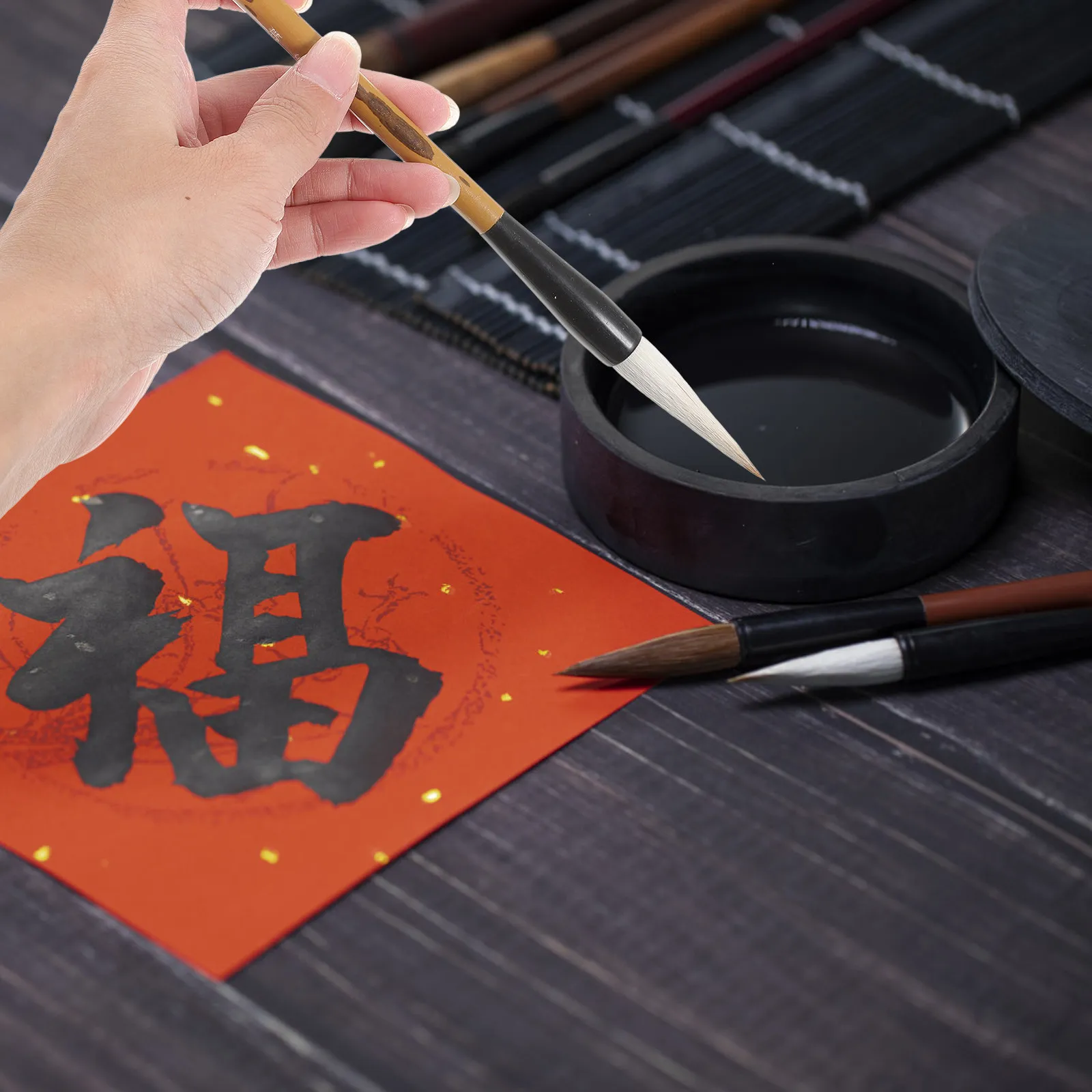 

3Pcs Chinese Calligraphy Brush Traditional Soft Hard Writing Brush for Painting Calligraphy Art Stationery Beginners Practice