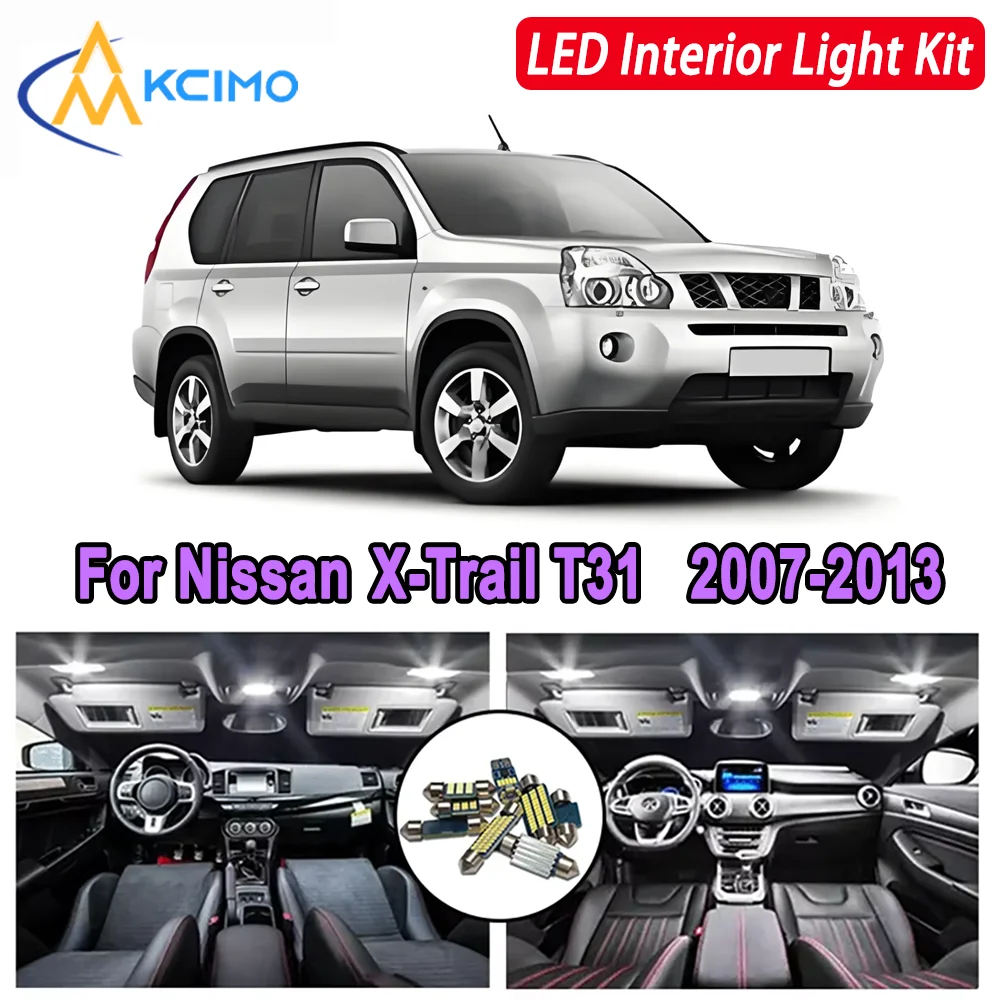 

KCIMO For Nissan X-Trail T31 (2007-2013) Premium Bright LED Interior Dome Map Trunk Light Kit Car Led Lamps Canbus Car LED Light