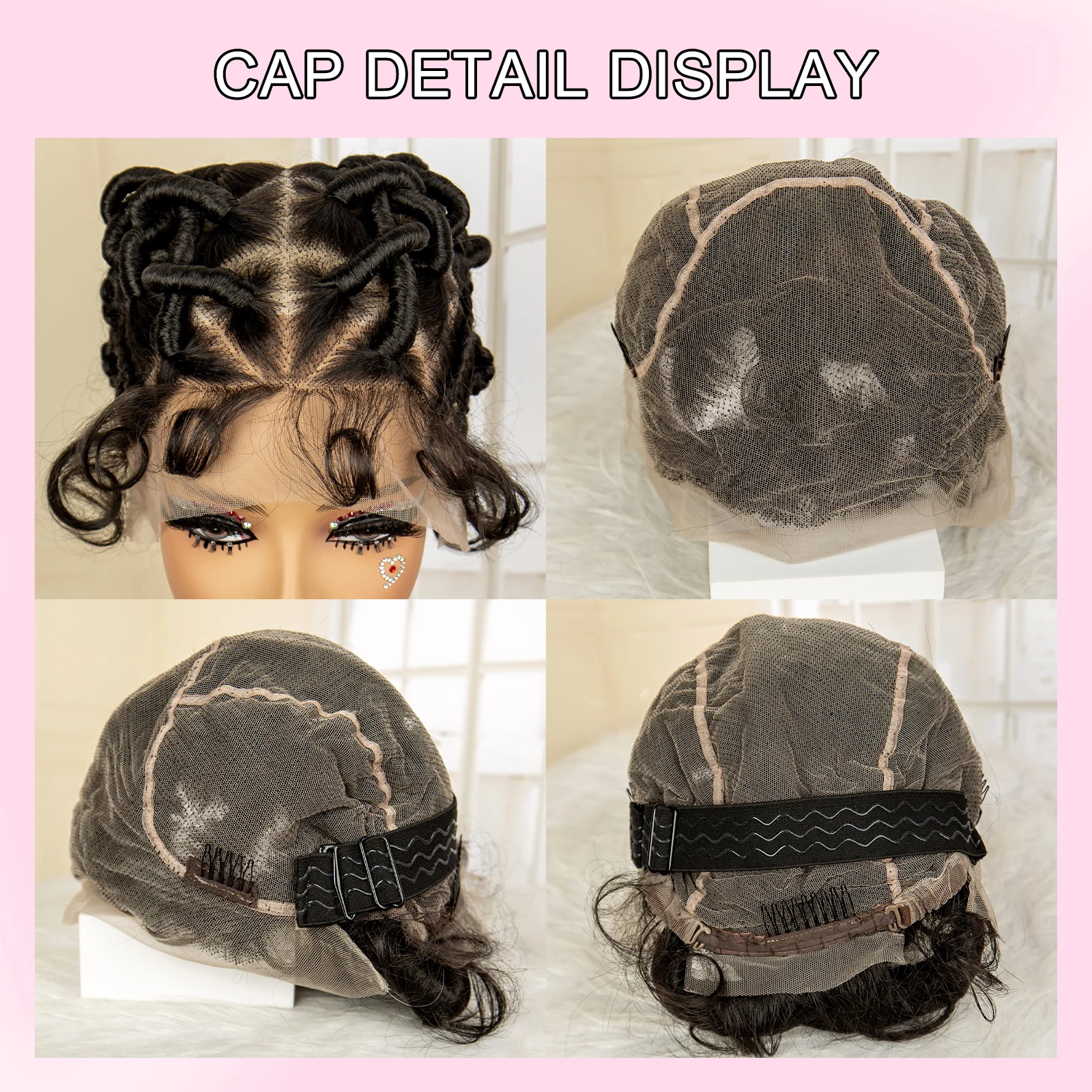 New Arrival Synthetic Short Braided Wigs with Baby Hair Full Lace Bantu Knotless Box Braiding Wig for African Black Women