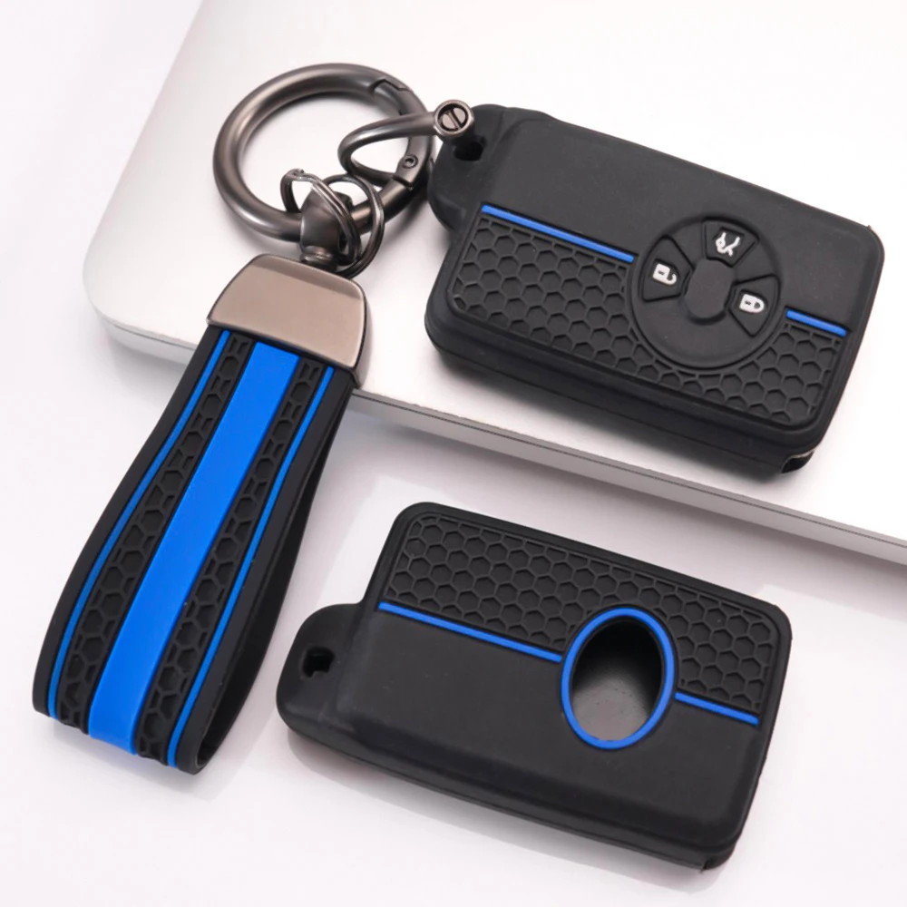 Silicone Key Cover With Lanyard For Toyota RAV4 Camry Prius Alphard Vellfire Estima Auris Premio Highlander Prado Crown Slim Fit