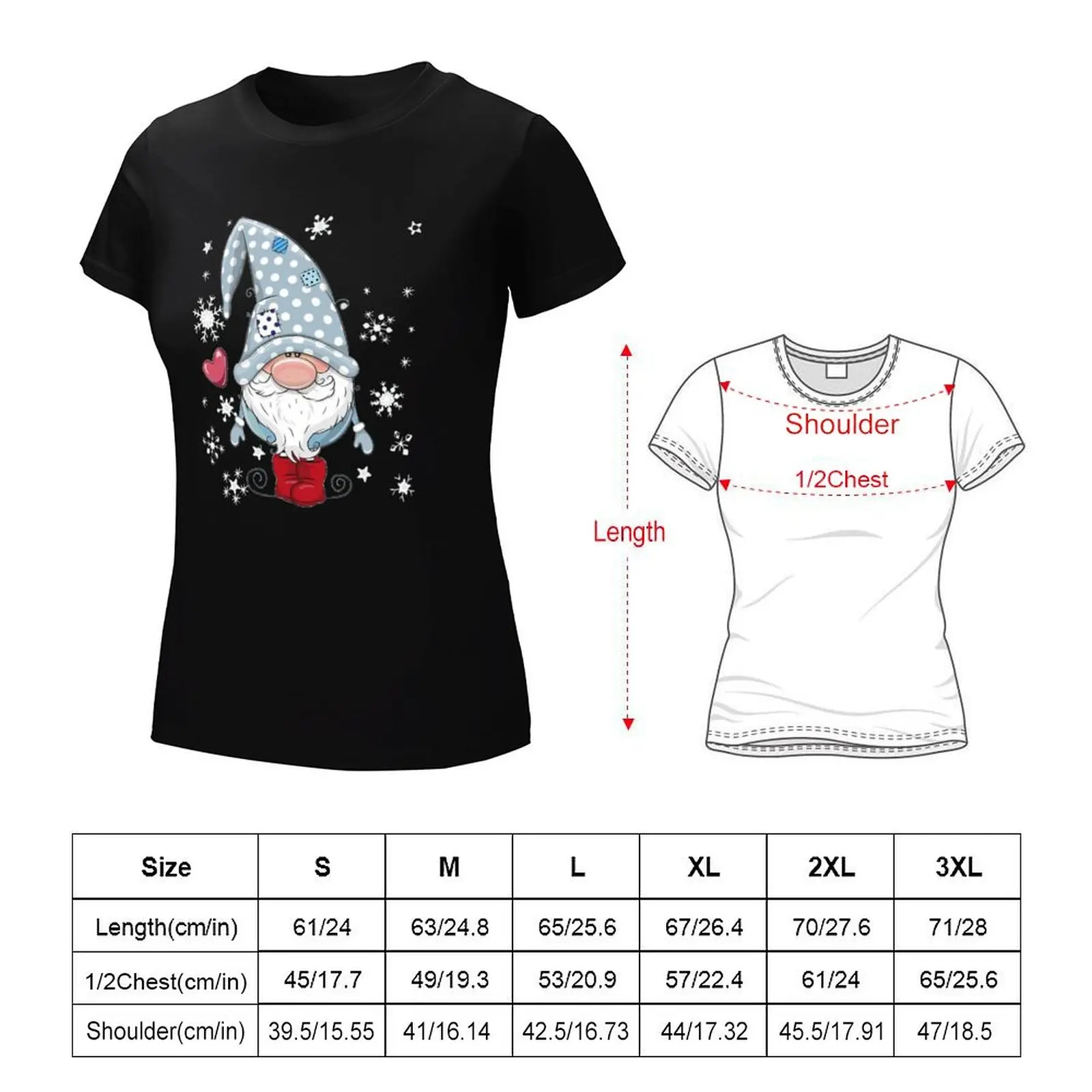Red christmas gnome, Christmas Gnome T-Shirt graphics hippie clothes cute tops white t-shirt dress for Women sexy