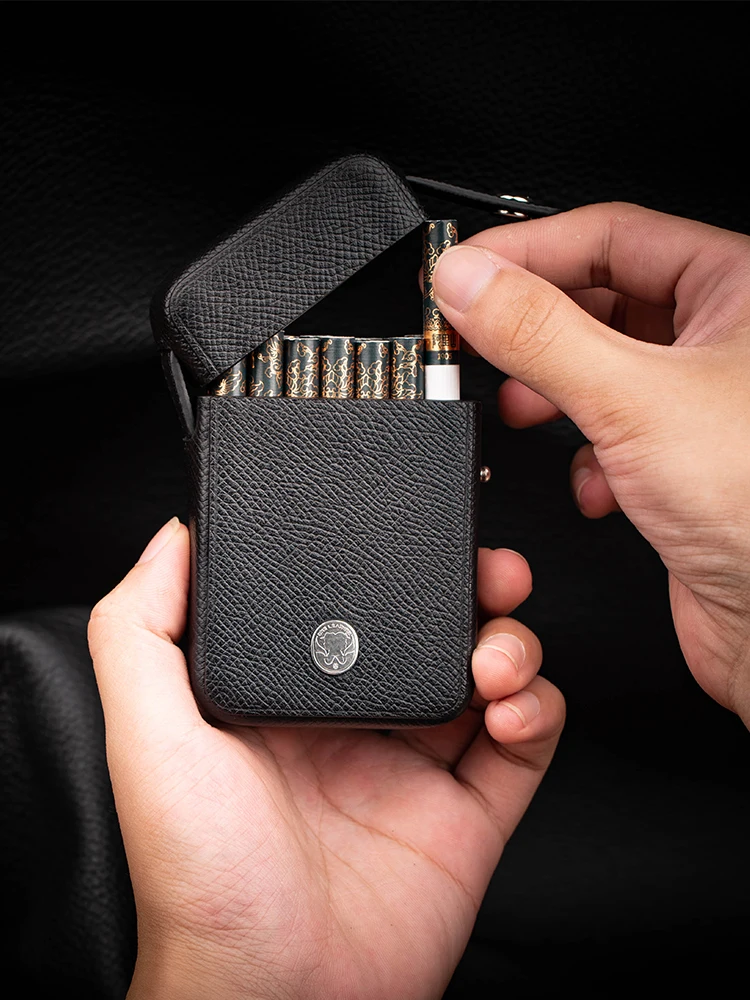 

Oneleather 20-Stick Portable Men's Cigarette Case Genuine Leather Tobacco Box for Loose Cigarettes Luxury Smoking Accessories