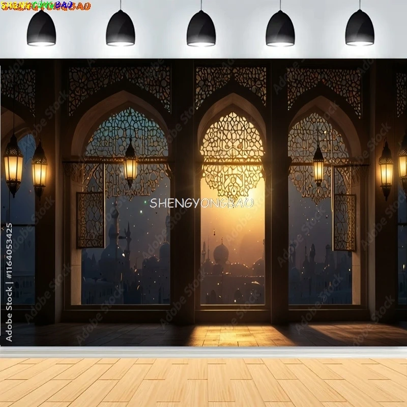 Готическое окно, закат, собор, архитектура, интерьерная фотография, фоны, марокко, арабский дворец, Рамадан, фотофон ZY-02