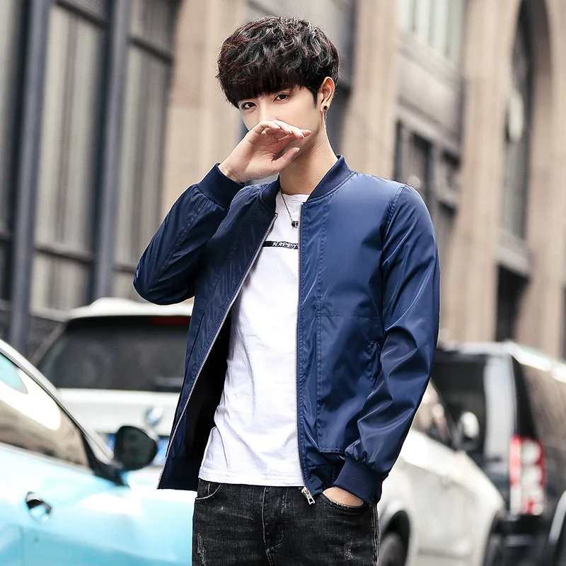 Sli Thin Baseball Jaet Men's Slim Fit ort Sve irt Spring Autumn Faionable Youthful Trendy Casual Wear