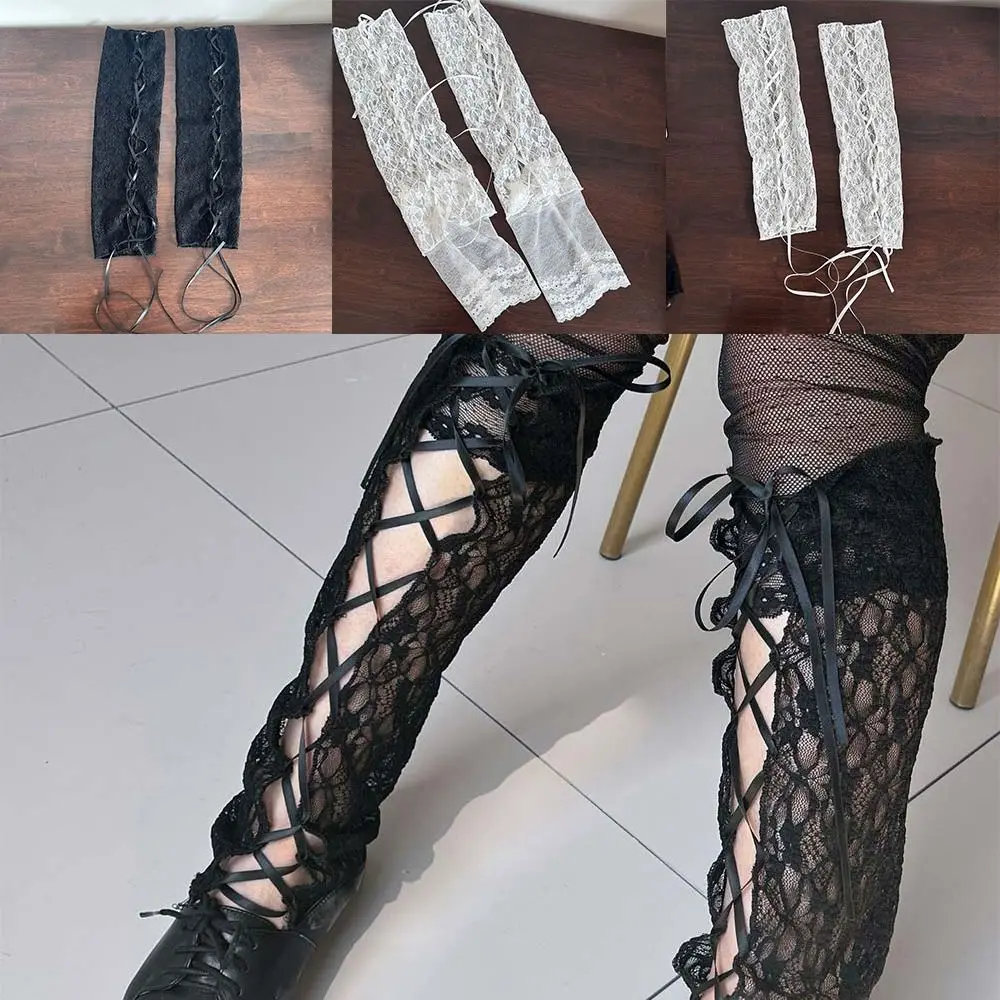 

Cosplay Fishnet Y2K Stockings Hollow Thigh High Vintage Lace Stockings Ripped Strappy Japanese JK Stockings for Women
