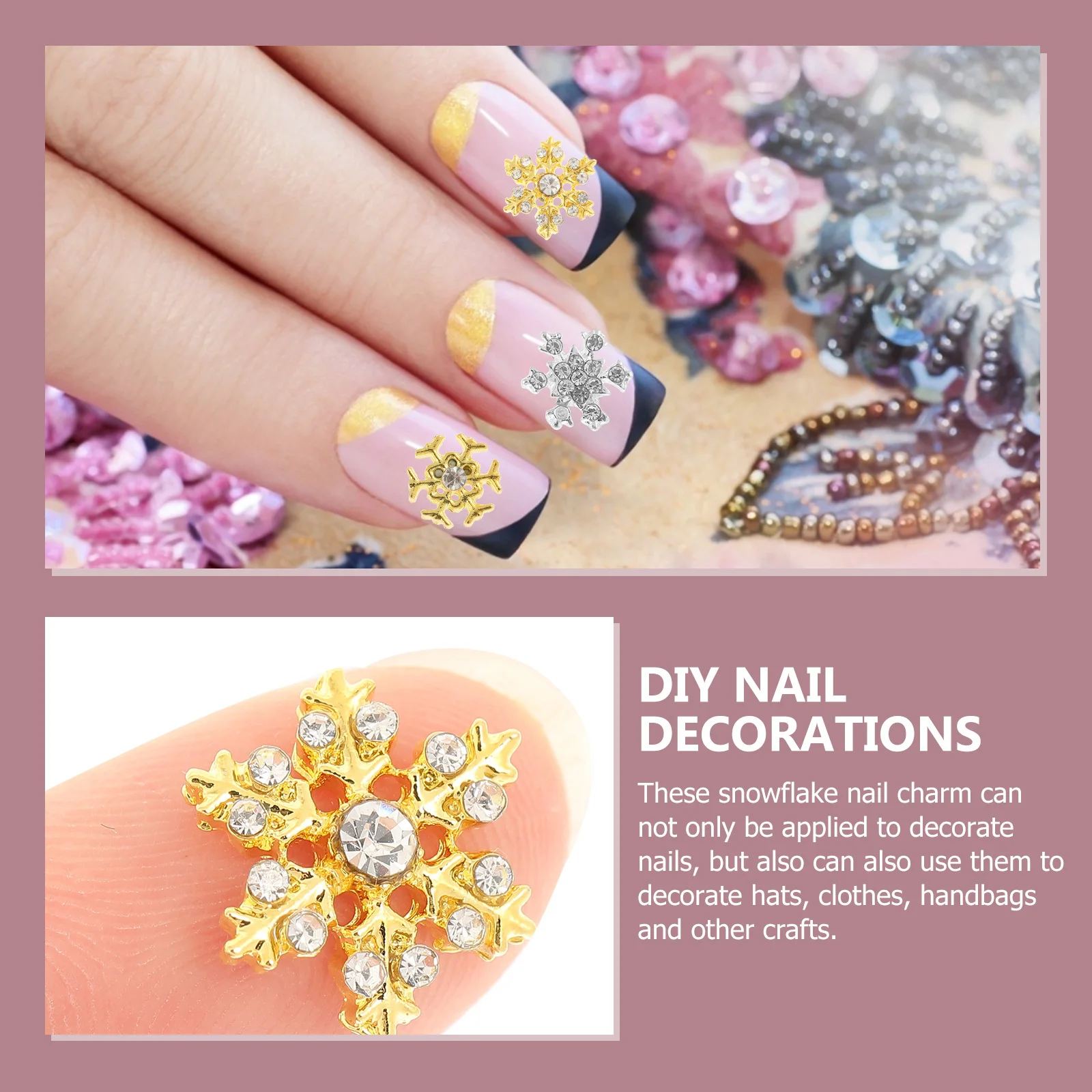 

40Pcs Decorative Snowflake Nail Decor Delicate Stylish Alloy Holiday DIY Wear-Resistant Party Nail Art Accessories