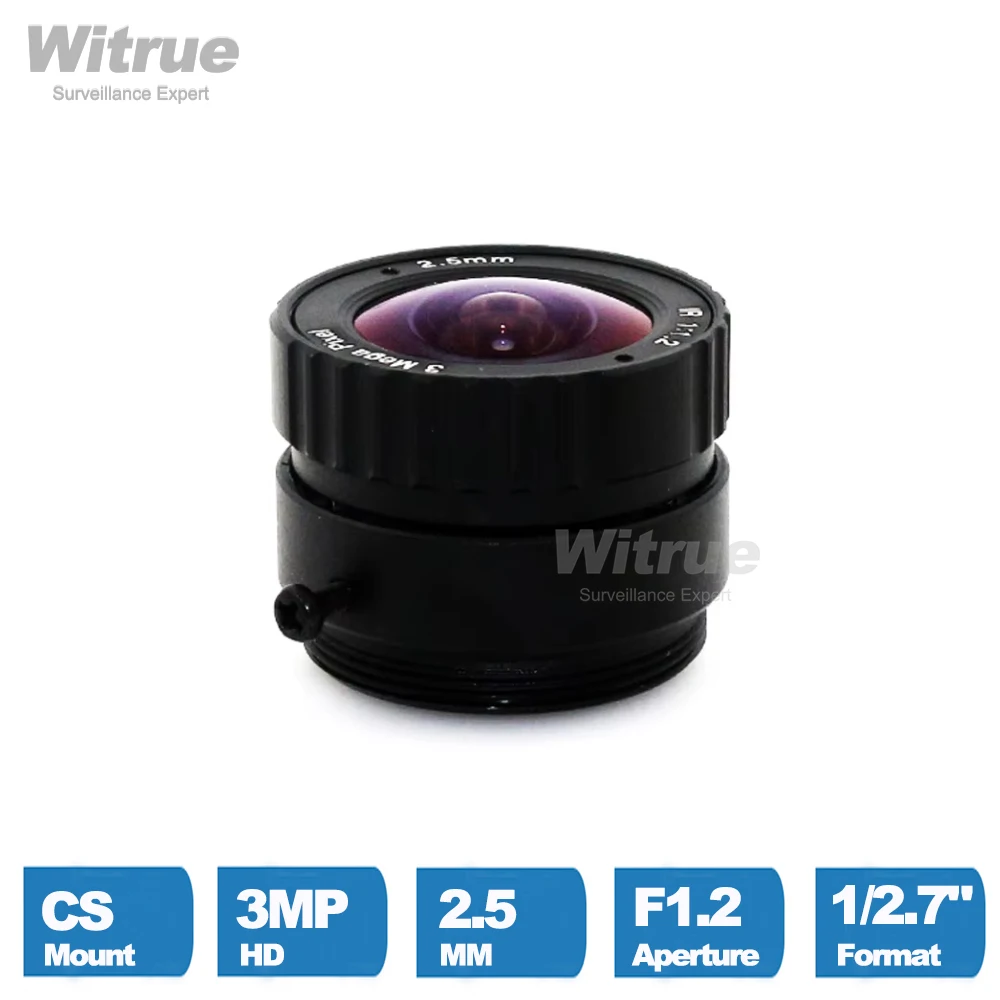 

Witrue HD 3MP CCTV Lens 2.5mm CS Mount 1/2.7" F1.2 for Surveillance IP Security Cameras