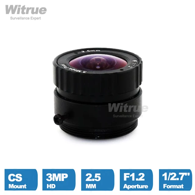 Obiektyw CCTV Witrue HD 3MP 2,5 mm CS Mount 1/2,7" F1.2 do kamer bezpieczeństwa IP do nadzoru