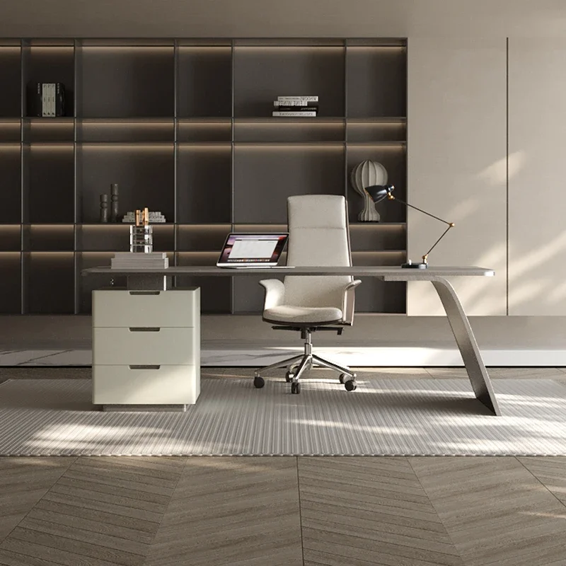 Luxury Minimalist Office Desk Modern Rock Board Supplies Design Computer Desk Executive Reception Mesa De Escritorio Furniture