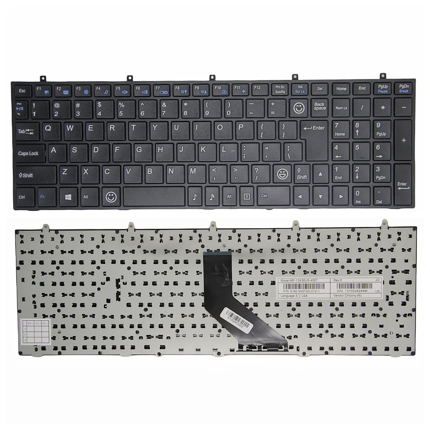 NEW US English Laptop Keyboard Original For Clevo W350 W670 W370ET W37S0 W670SC CW355ST Keyboard MP-13H83USJ4309