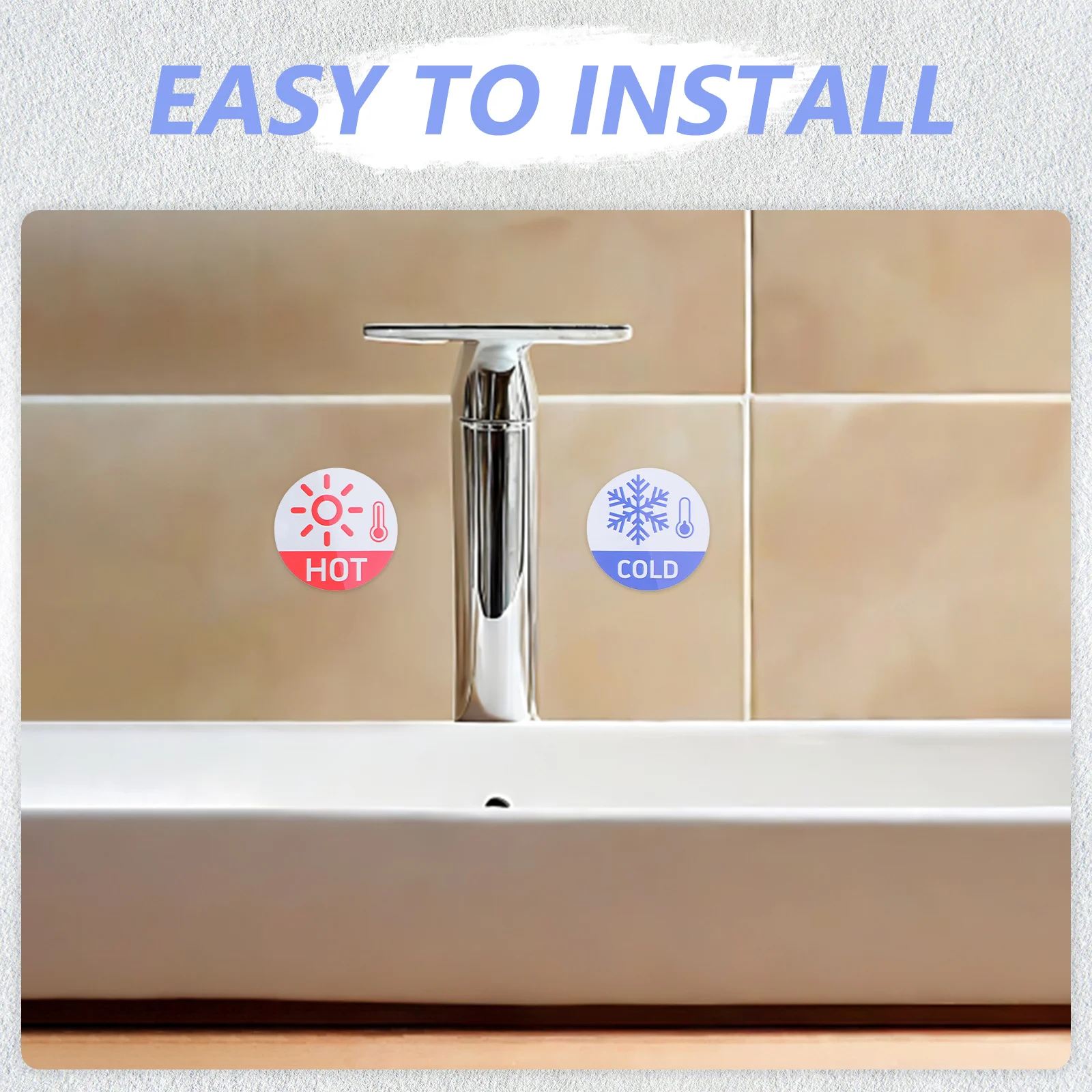 

Hot Cold Faucet Labels 5Cm Self-Adhesive Waterproof Stickers For Bathroom Kitchen Sink Temperature Indicator Signs