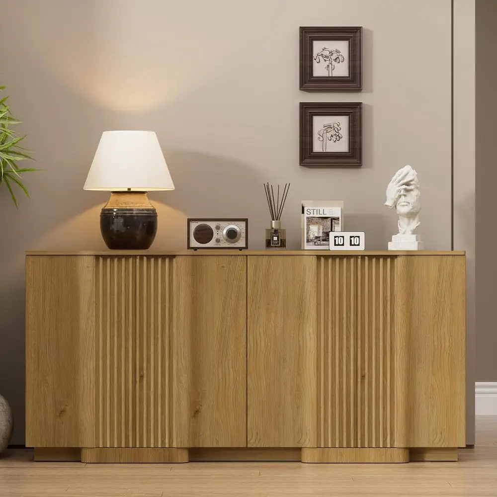 

Тумба-буфет из натурального дуба с 4 дверцами для гостиной и кухни, модель 59