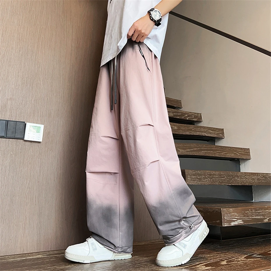 Vintage Gradient Cargo Pants Men Plus Size 8XL Straight Pants Fashion Casual Loose Trousers Male Big Size 8XL