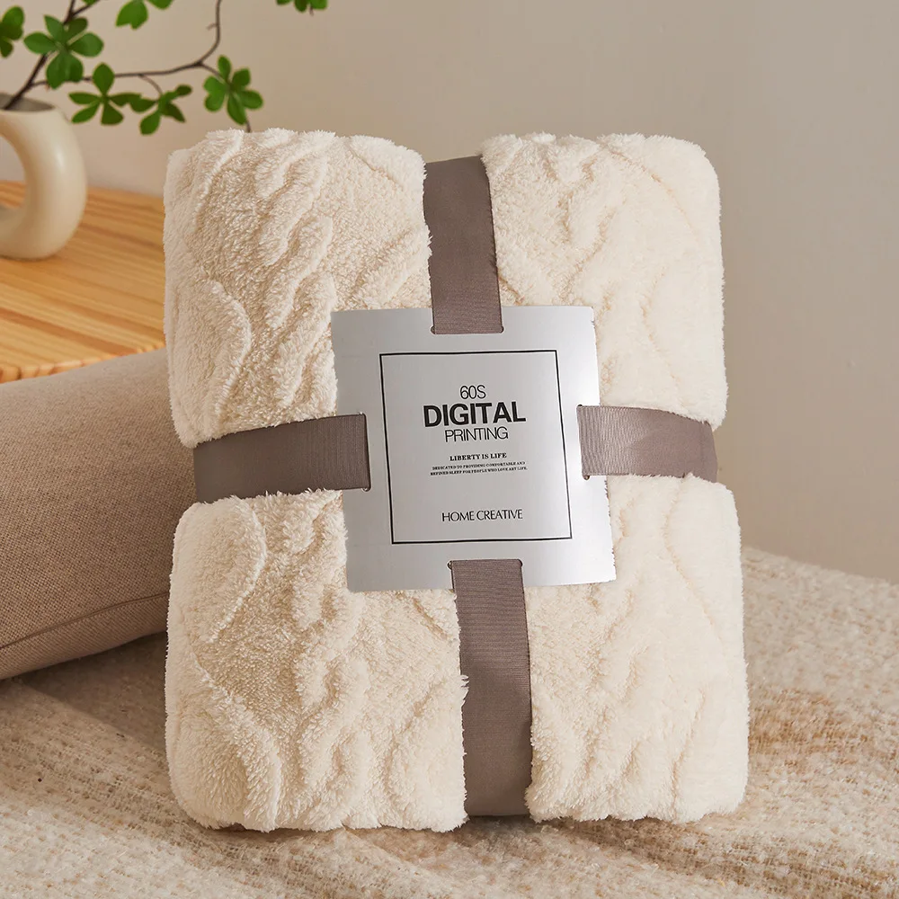 Taffeta Thickened Blanket Office Nap Shawl Blanket Solid Color Jacquard Four Seasons Coral Velvet Sofa Warm Leisure Blanket