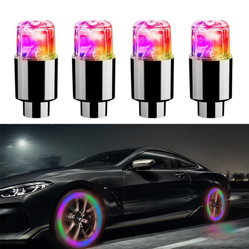 

Car Hub Ambient Light Bicycle LED Tire Lights Universal Car Neon Lamp Valve Cover Lights Tire Colorful Flashing Bulb Decoration