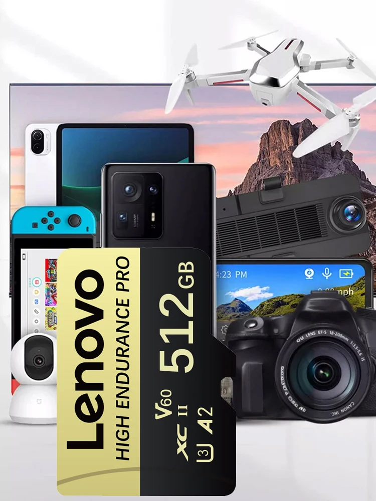 Karta pamięci Lenovo High ENDURANCE 128 GB, szybka karta TF Flash 512 GB, obsługuje 4K V60, karta Micro SD do telefonu, aparatu i drona. — 2