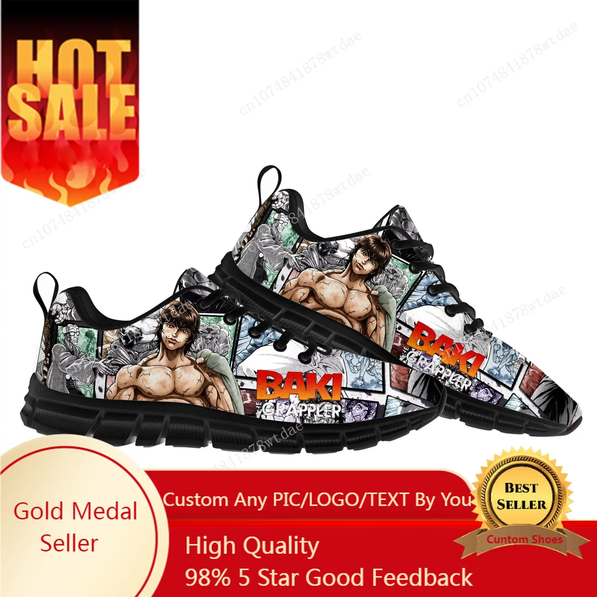 

Baki The Grappler Hanma Baki Sports Shoes Mens Womens Teenager Kids Children Sneakers High Quality Manga Sneaker Custom Shoe